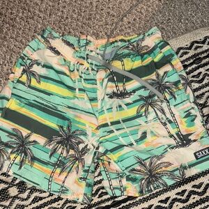Saxx Palm Stripe Swim Shorts